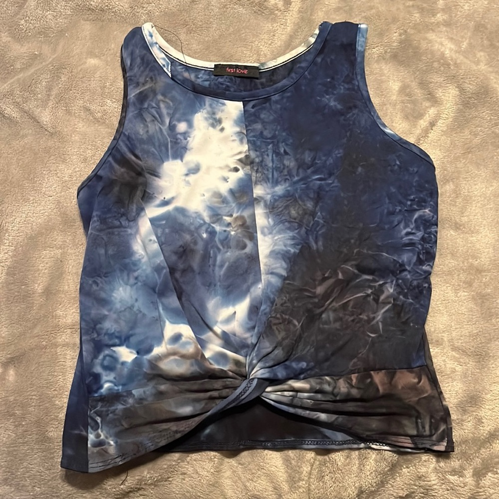 Blue tie-dye crop top